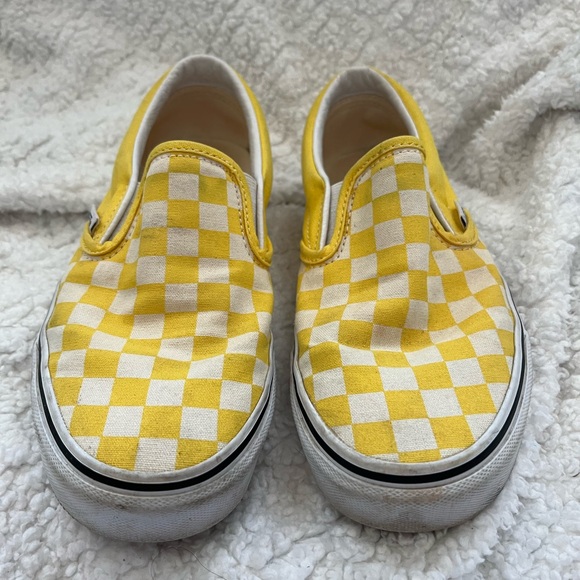 Vans Shoes - Vans slip-on yellow checkered shoes